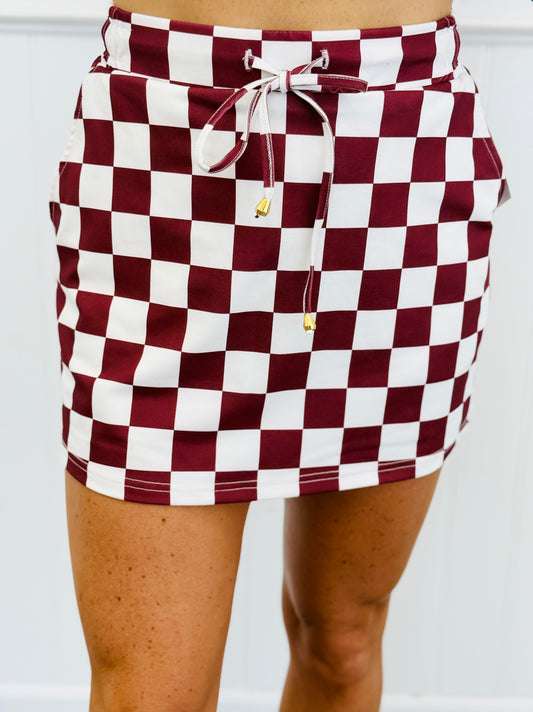 Maroon Let's Go Checkered Skort (Reg. and Plus)