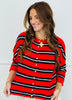 Gigi Tomato Red Striped Cardigan (Reg.)