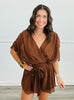 Brown Deep V-Neck Romper (Reg. and Plus)