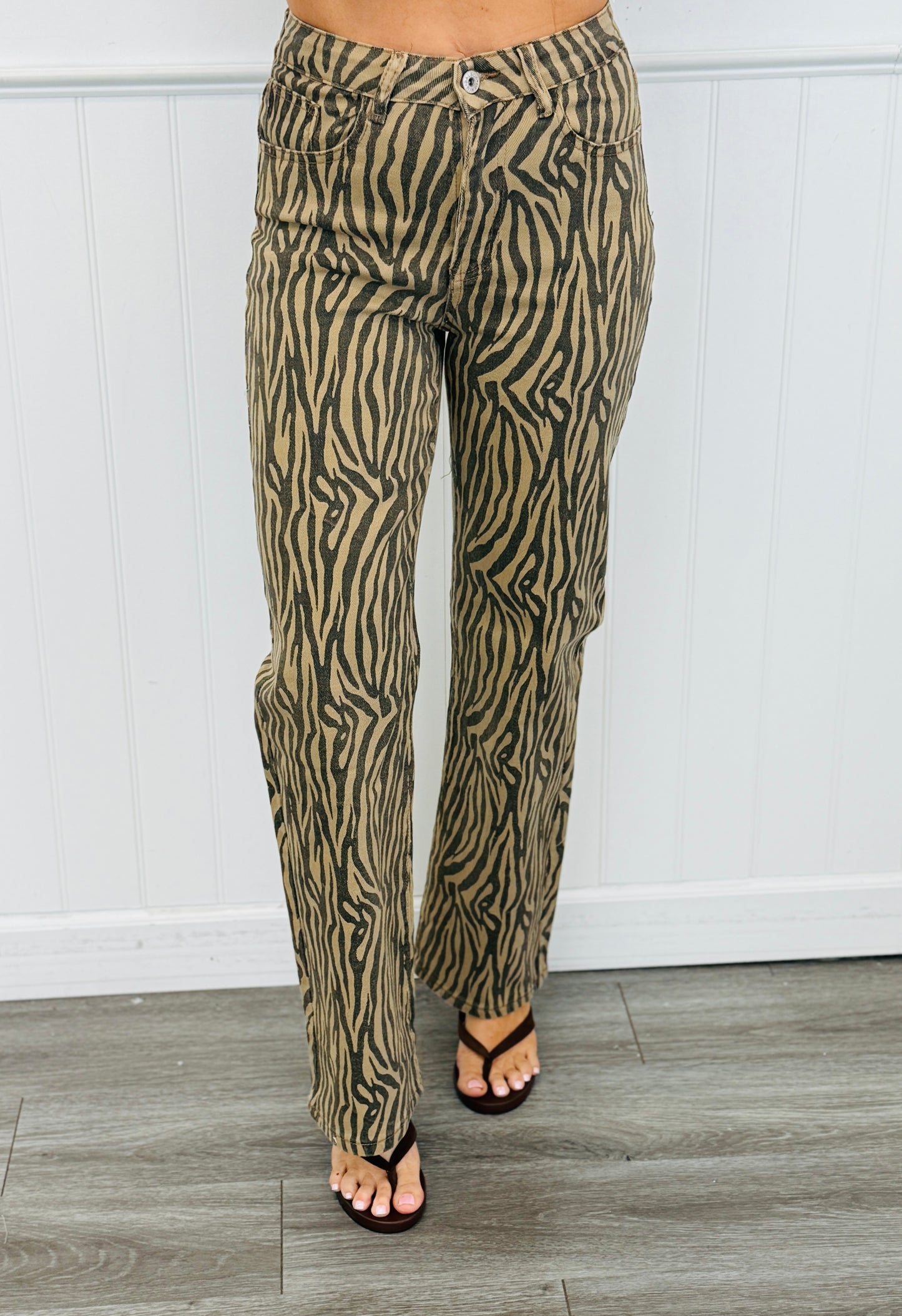 Zebra Print Straight Leg Pants (Reg.)