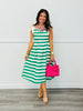 Green Striped Crop Top & Skirt Set (Reg. and Plus)