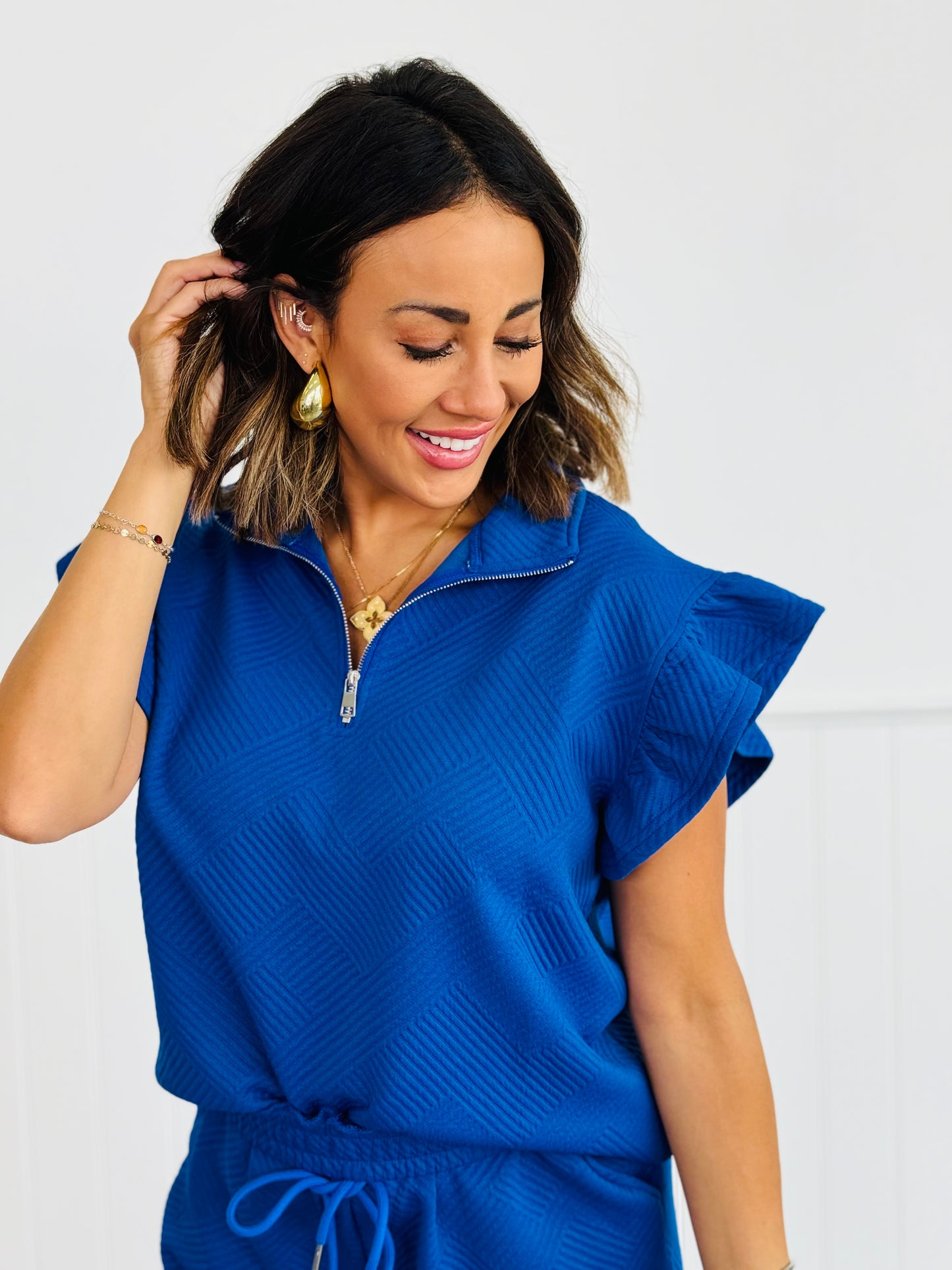 Textured Ruffle Sleeve Top & Pants Set (Reg. and Plus) - 6 Colors