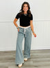 Washed Light Denim Wide Leg Pants (Reg)