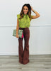 Lime Striped Sleeveless Button Down Top (Reg.)