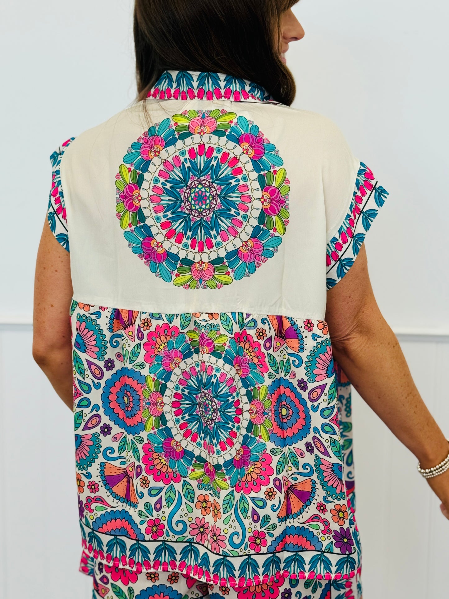 Bloom Boom Button Up Top & Shorts Set (One Size)