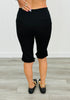 Black Split Hem Capri Pants (Reg.)
