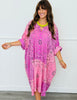 POL Pink Multi Floral & Contrast Stripe Midi Dress (OS)