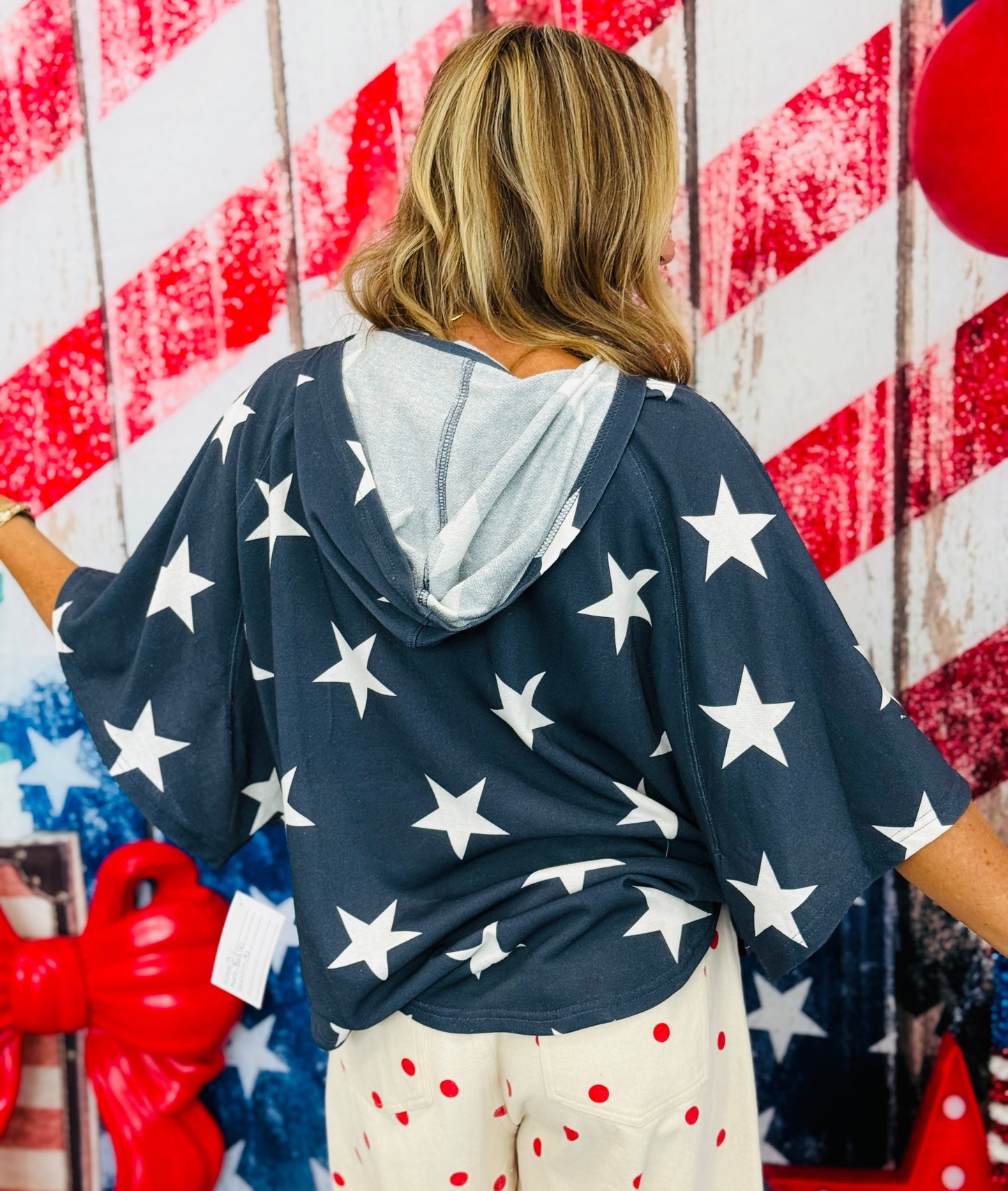 Navy Stars Hoodie Top (Reg.)