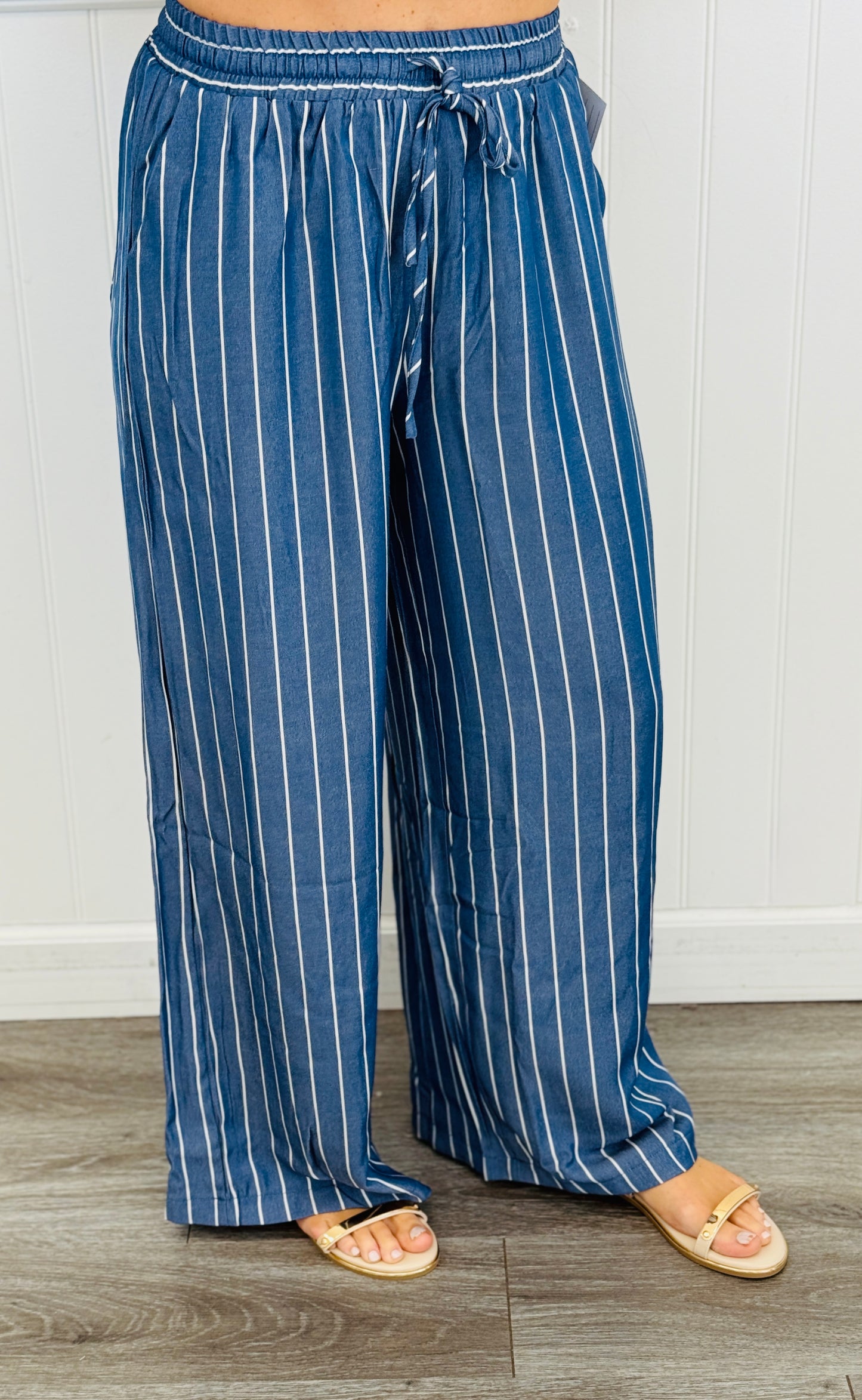 Indigo High Waist Striped Palazzo Pants (Reg.)