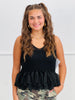 Fishnet Fringe Hem Sleeveless Top (Reg.) - 2 Colors