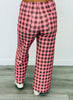 Pink/Brown Gingham Wide Leg Pants (Reg.)