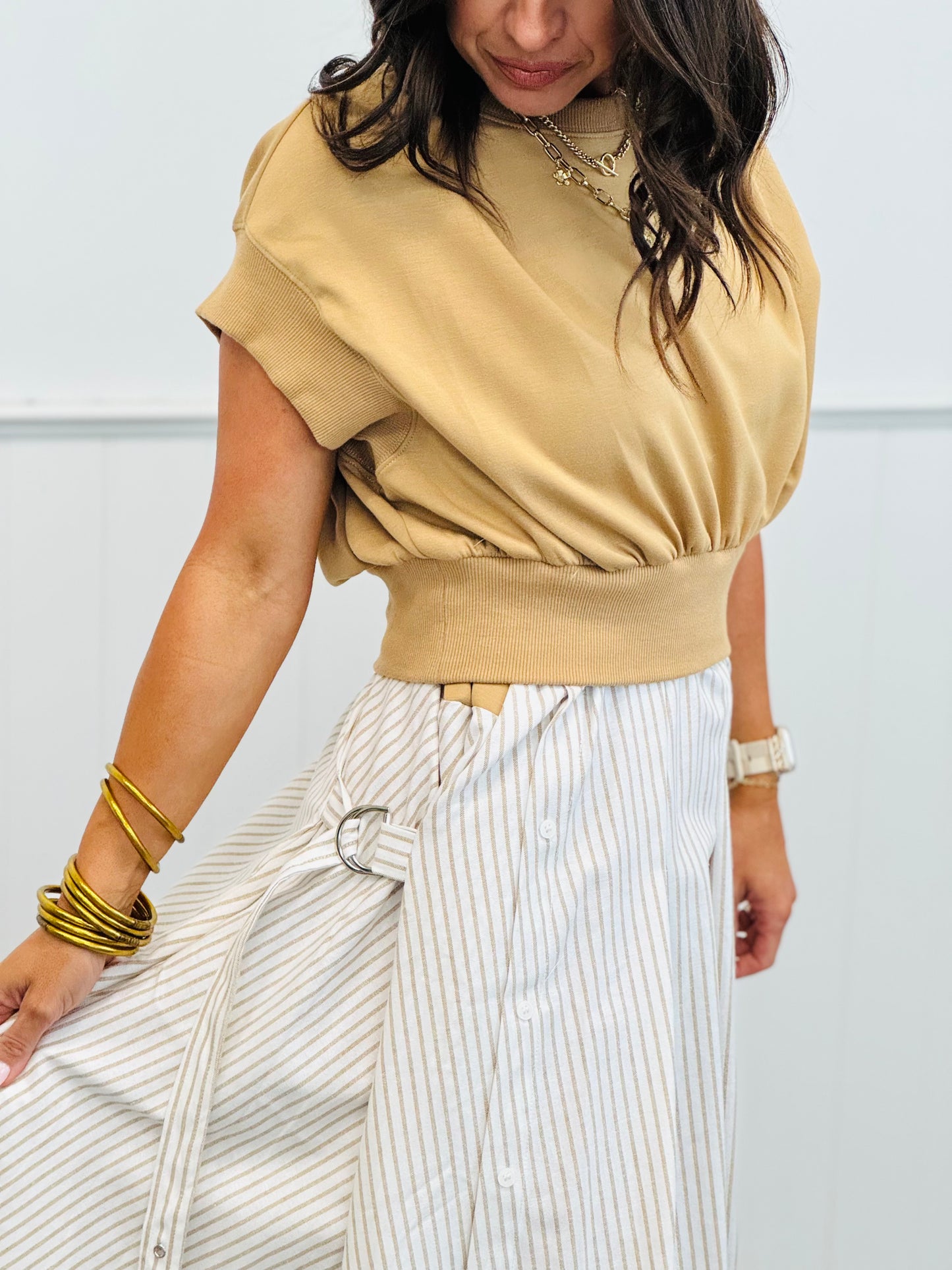 Taupe Illusion Midi Dress (Reg)