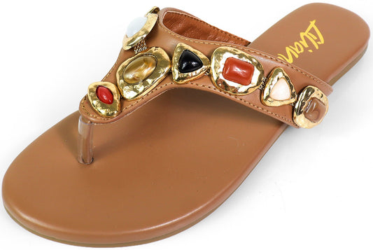Tan The Golden Muse Gem Sandal