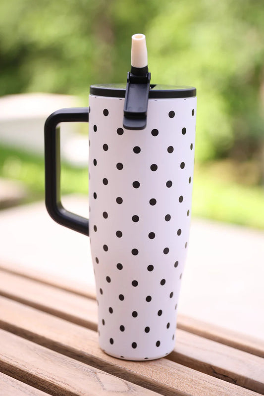 White Polka Dot Sleek Tumbler