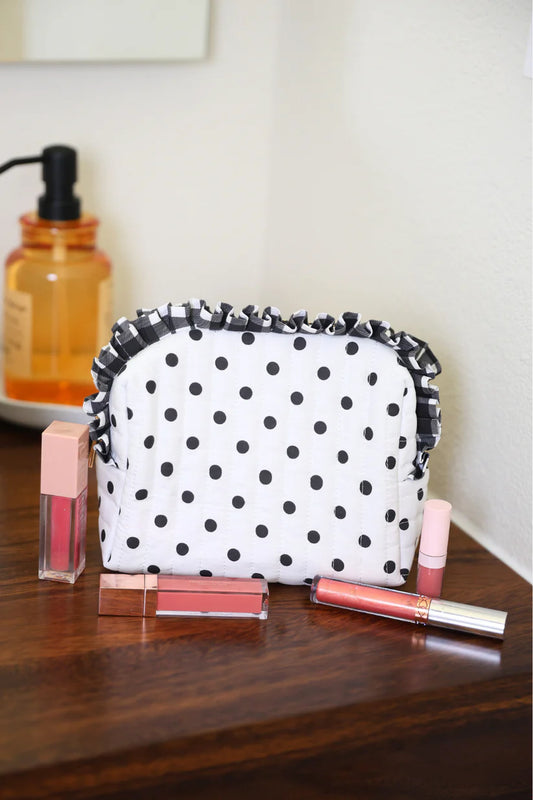 Gingham Polka Dot Quilted Ruffle Bag