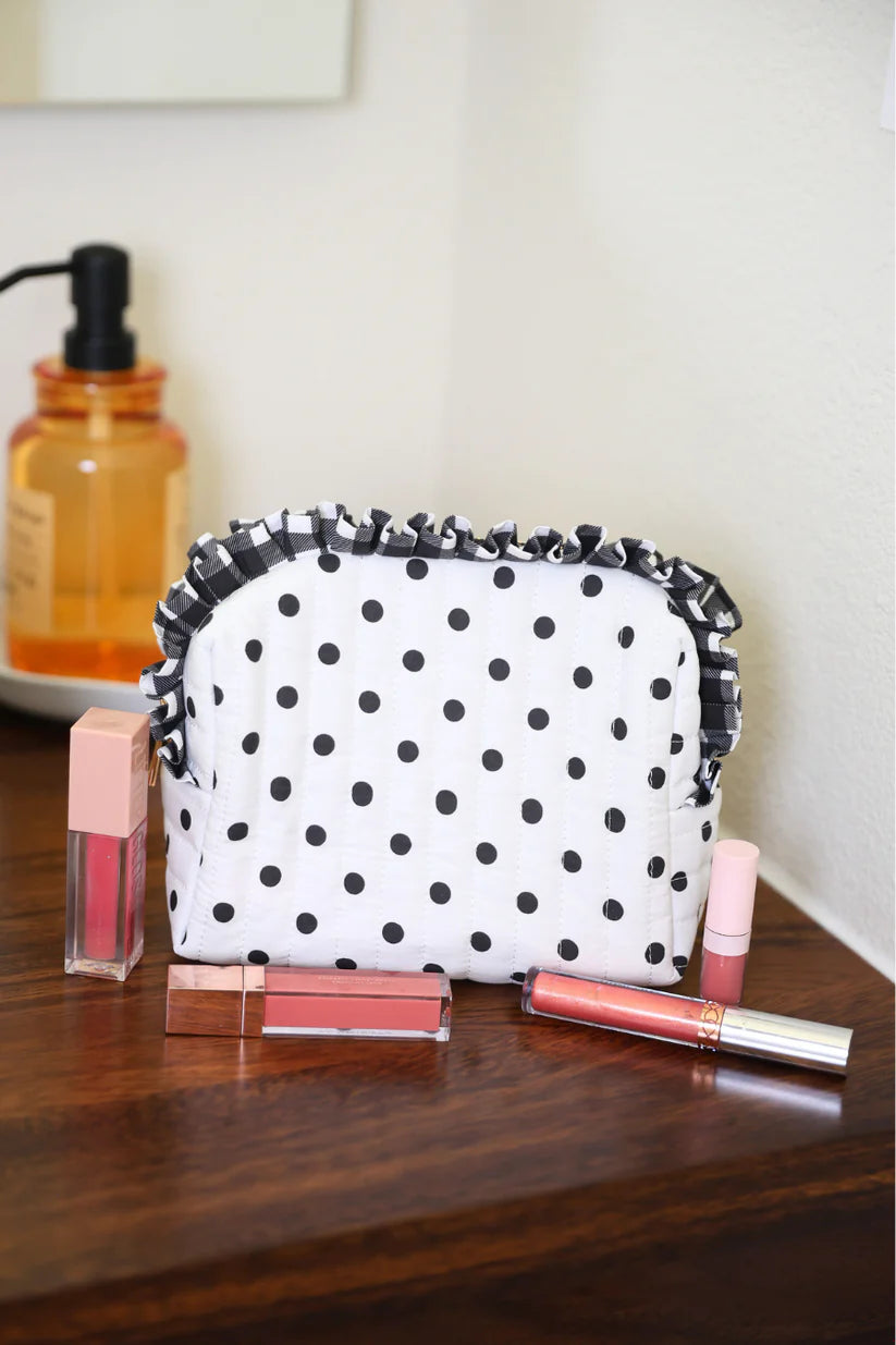 Gingham Polka Dot Quilted Ruffle Bag