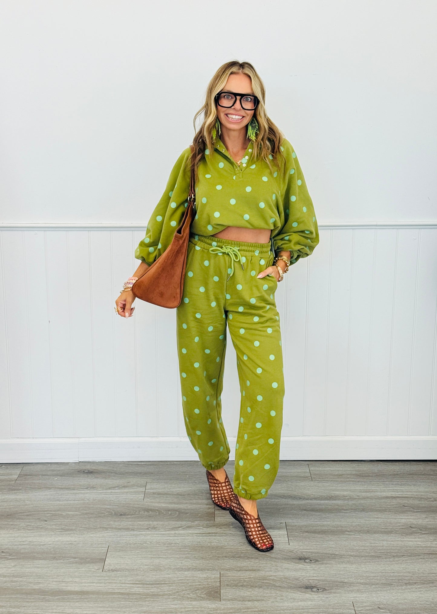 Polka Dot Collared Sweatshirt (Reg.) - 4 Colors