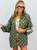 Olive Polka Dot Side Striped Jacket & Pants Set (One Size)