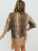 Camel Deer Print Asymmetrical Lace Hem Top (Reg.)