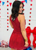 Red/White Polka Dot Halter Neck Mini Dress (Reg.)