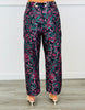 Navy Floral Jacquard Barrel Jeans (Reg.)