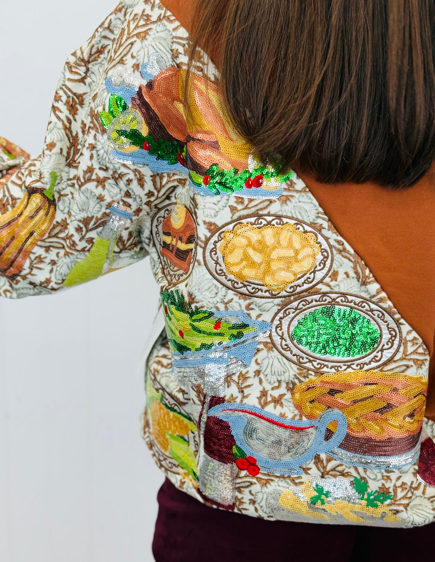 Queen Of Sparkles Brown Thanksgiving Meal Sweatshirt (Reg. and Plus)