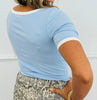 Baby Blue Contrast Trim Short Sleeve Top (Reg. and Plus)