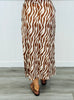 Brown Zebra Print Satin Jacquard Maxi Skirt (Reg & Plus)