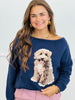 Navy Long Sleeve Goldendoodle Sweater Top (Reg.)