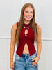 Ribbed Knit Cut Out Sleeveless Top (Reg.)-6 Colors