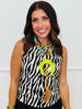 Zebra Print Satin Jacquard Top (Reg.) - 2 Colors