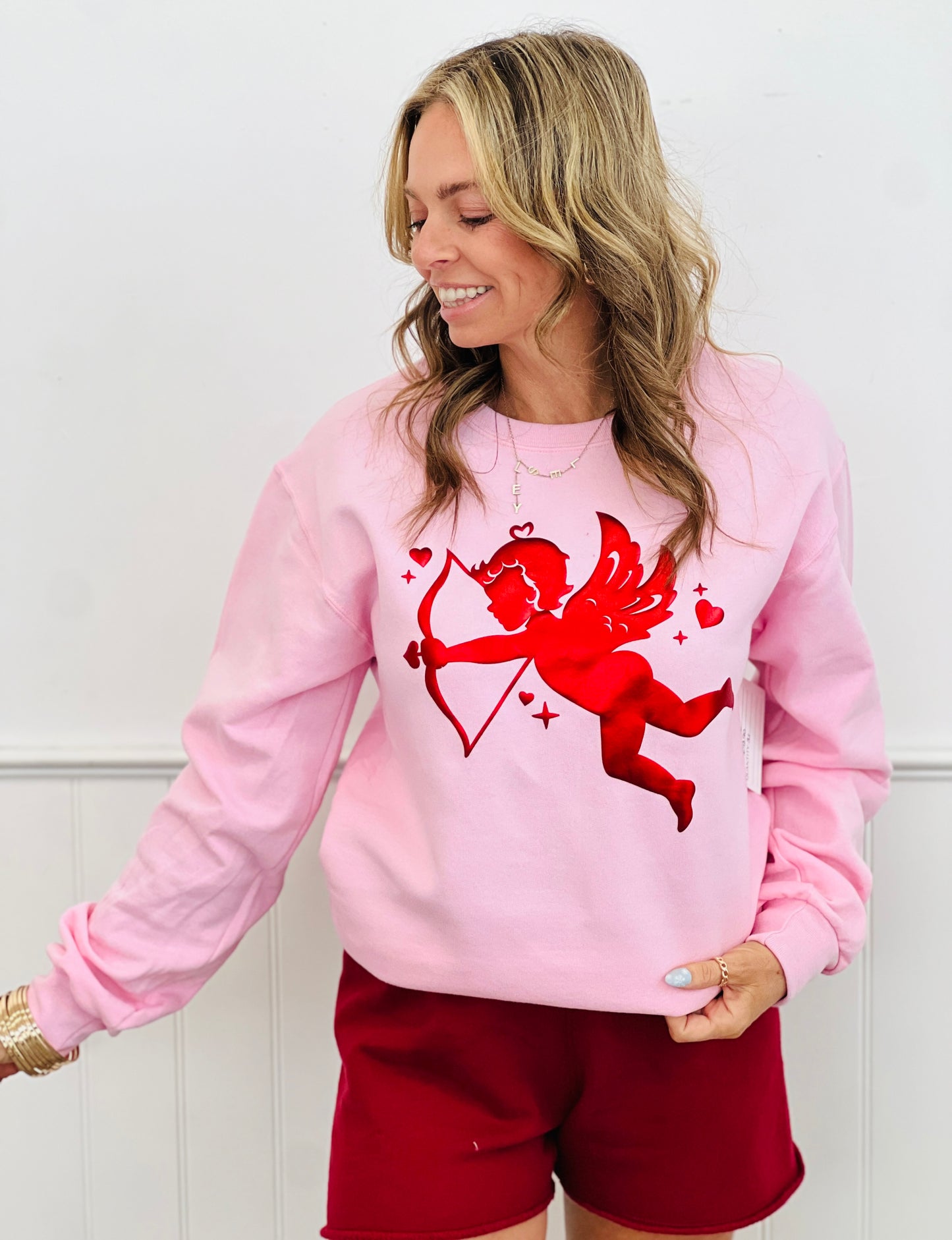 Metallic Red Cupid Sweatshirt (Reg. and Plus)