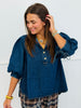 Dark Denim High Neck Blouse (Reg.)