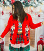 Red Nutcracker Embroidered Button Up Cardigan (Reg. and Plus)