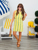 Cream/Lemon Stripe Back Bow Tie Mini Dress (Reg.)