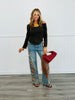 POL Stone Black Open Shoulder Top (Reg.)