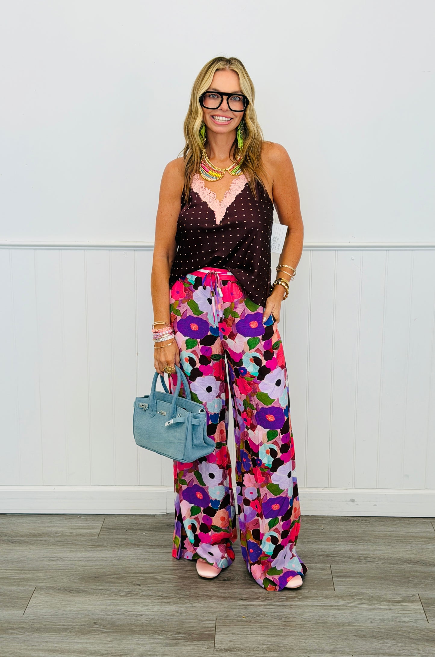 Berry Pink Floral Pocket Pants (Reg & Plus)