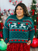 Green Multi Christmas Themed Sweater (Reg. & Plus)