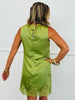 Olive Satin Lace Trim Mini Dress (Reg.)