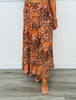 Rust Deer Print Front Slit Midi Skirt (Reg.)