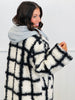 Ivory/Black Plaid Longline Hoodie Coat (Reg.)