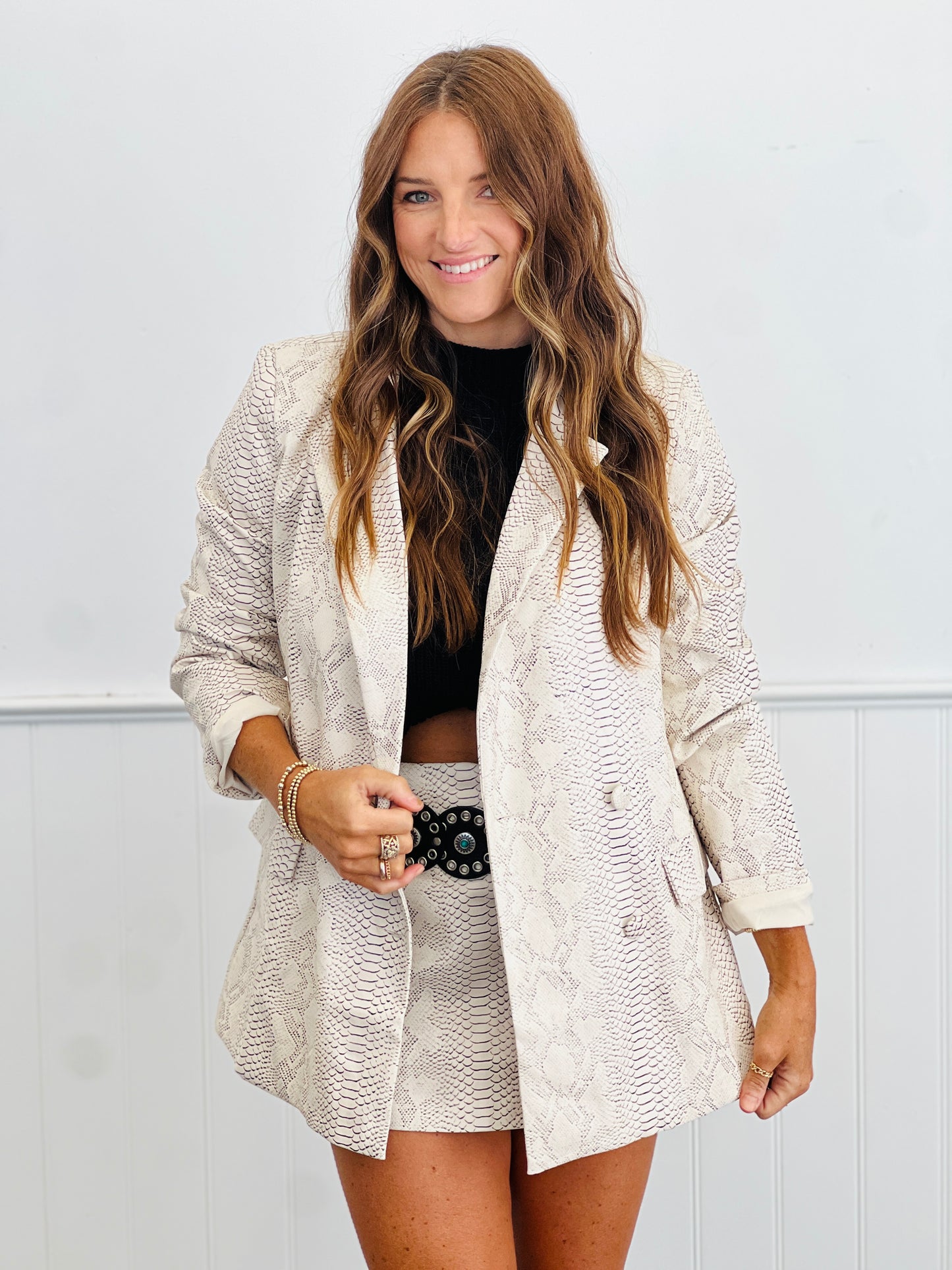 Ivory Multi Snake Print Blazer (Reg.)