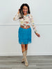 Teal Tiered Fringe Mini Skirt (Reg. & Plus)