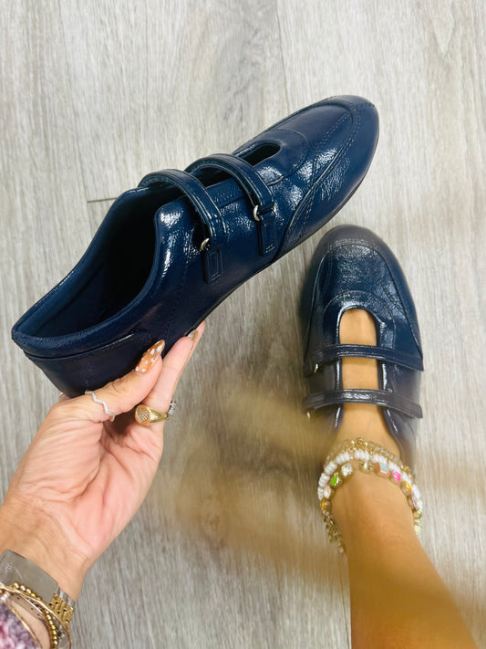 Navy Double Take Mary Jane Flats