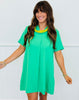 Green Pullover Back Pleat Mini Dress (Reg.)