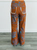 Brown Bandana Frey Hem Denim Pants (Reg.)