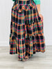 Oli & Hali Black Plaid Tiered Maxi Skirt (Reg)