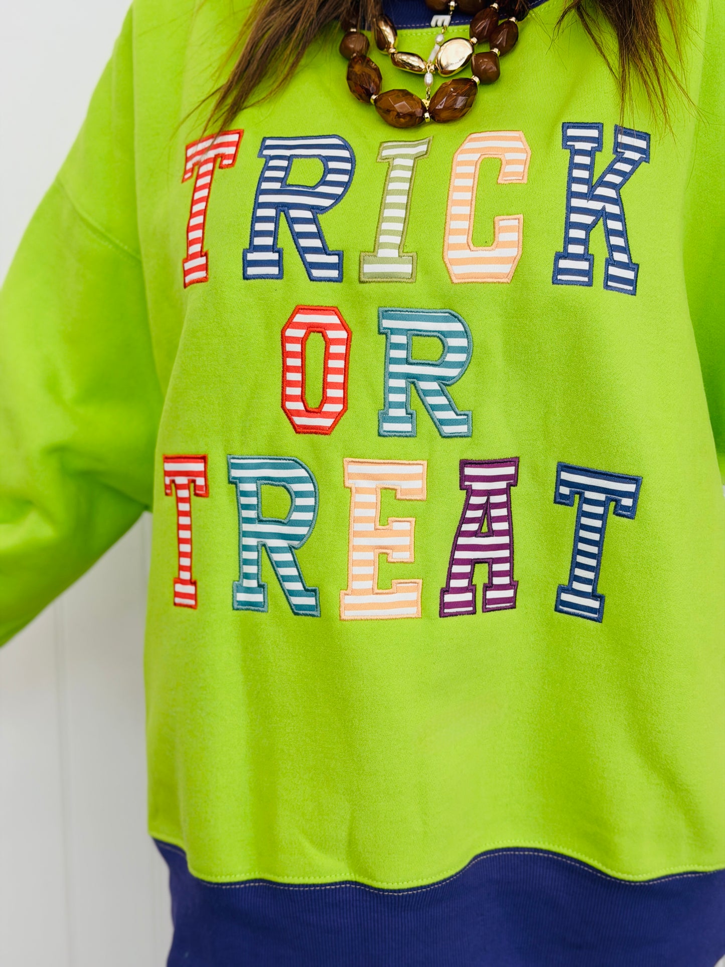 Lime Green Trick or Treat Graphic Sweatshirt  (Reg.)