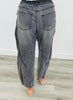 Black Denim Barrel Pants (Reg & Plus)