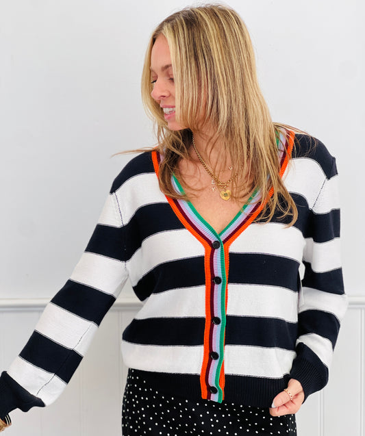 Black/Off White Bold Stripe Sweater (Reg)